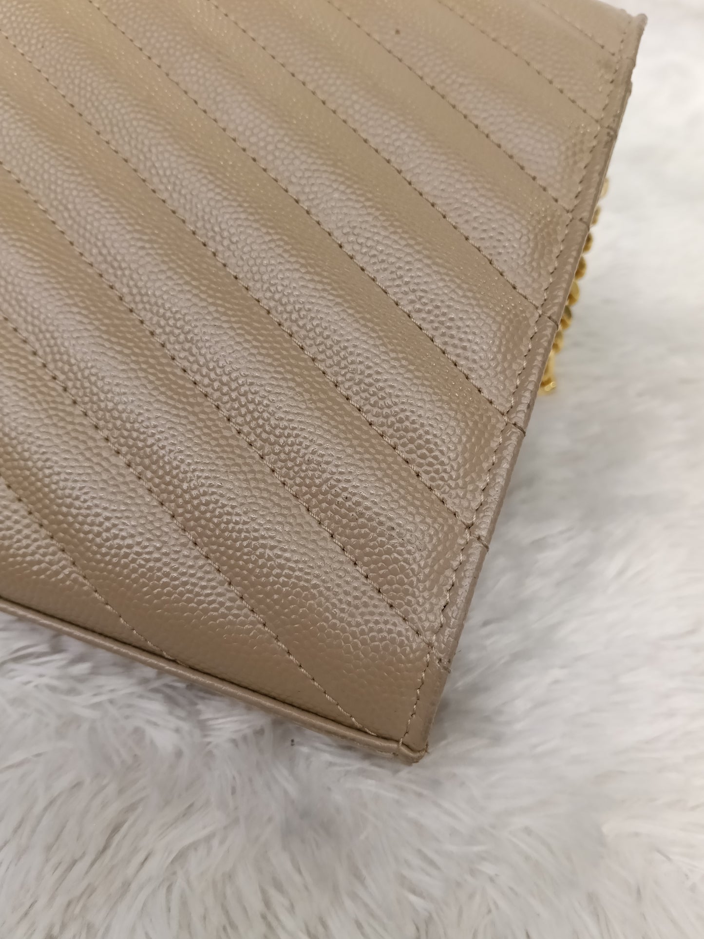 YsL WOC 22 Cassandre Chevron Grained Dusty Grey GHW 2019