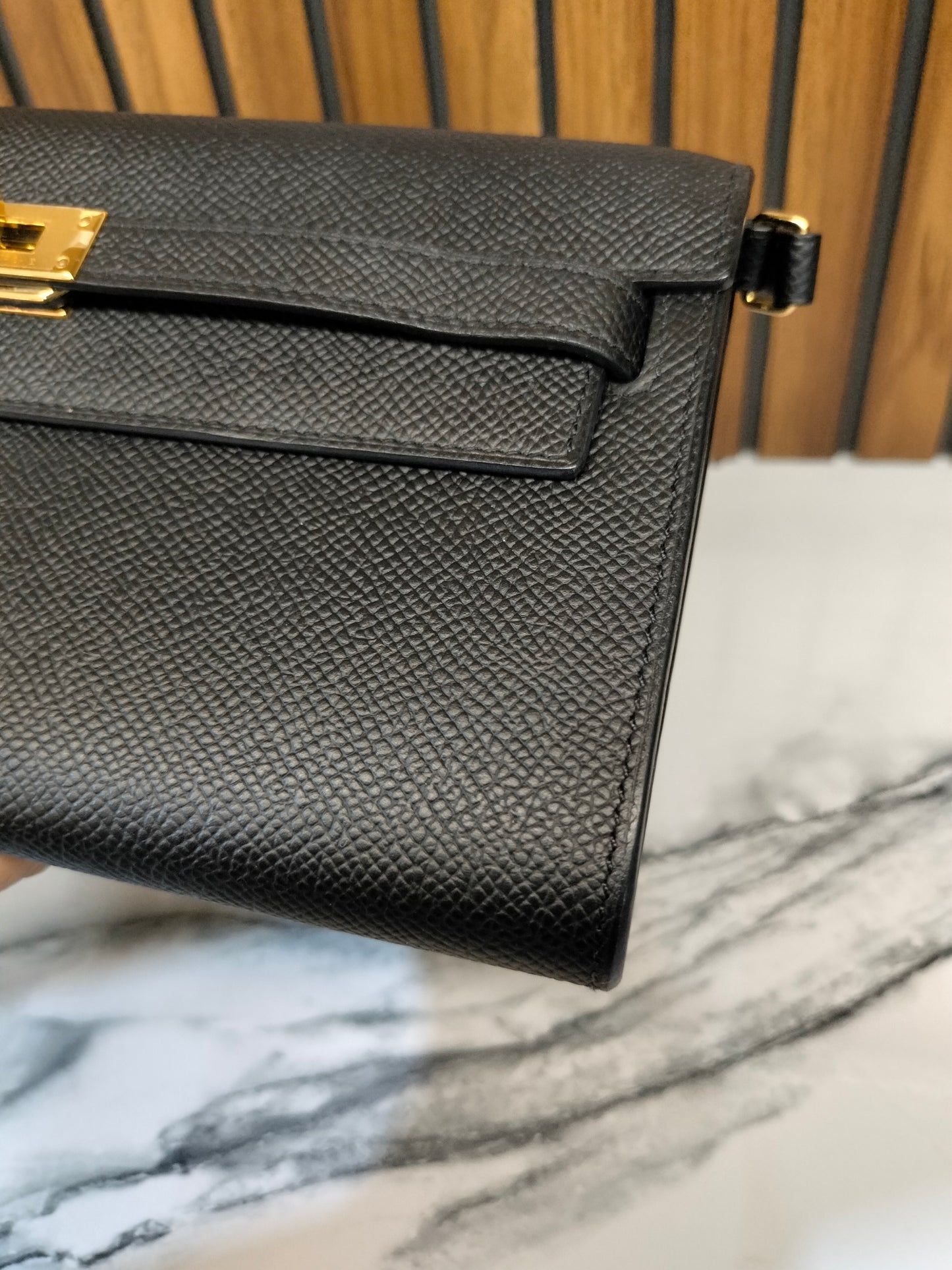 Hermes Kelly To Go Epsom Black GHW #B