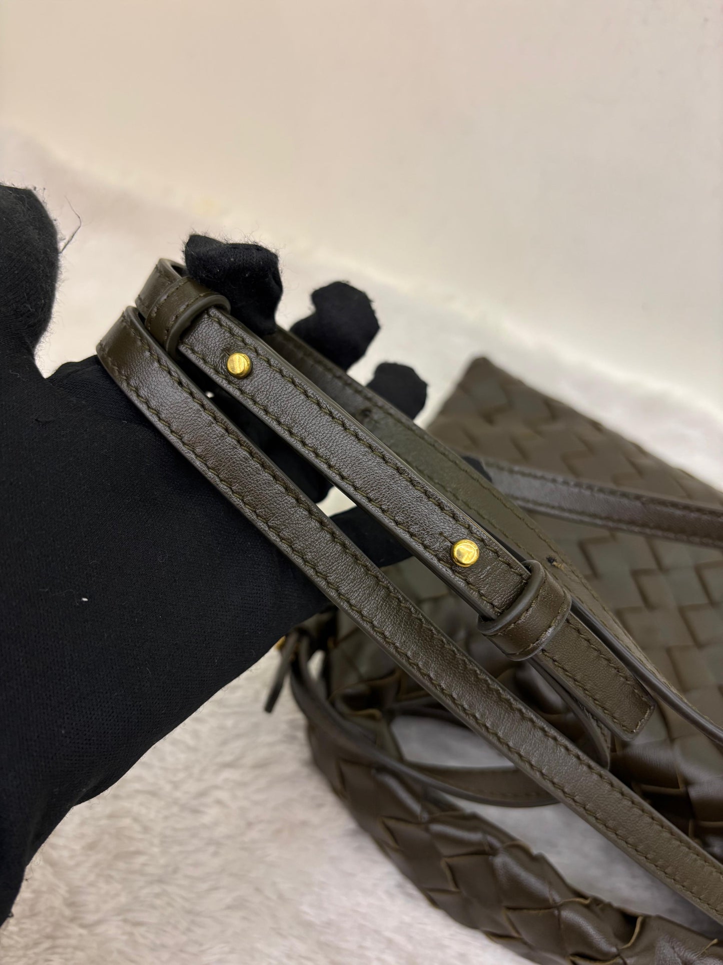 Bottega Veneta Hop Mini Khaki GHW