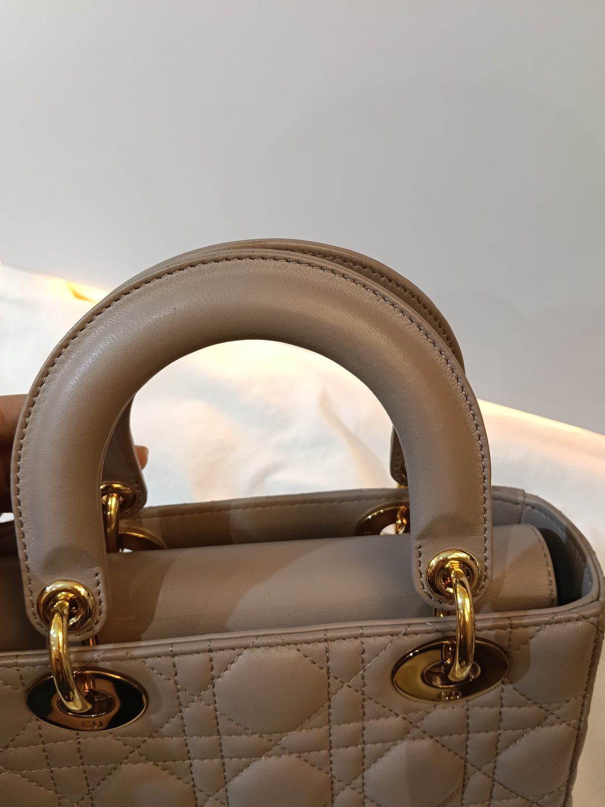 Lady Dior Small Lamb Taupe GHW 2016