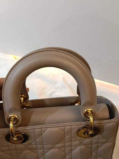 Lady Dior Small Lamb Taupe GHW 2016
