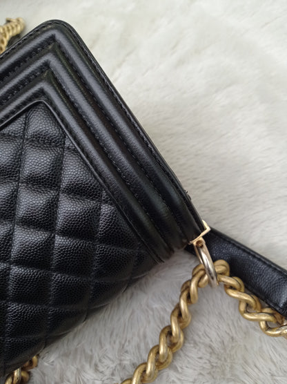 Chanel Boy 20 Caviar Black GHW #28