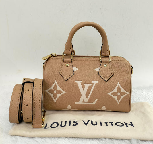 LV Nano Speedy Monogram Empreinte Arizona Creme (CHIP)