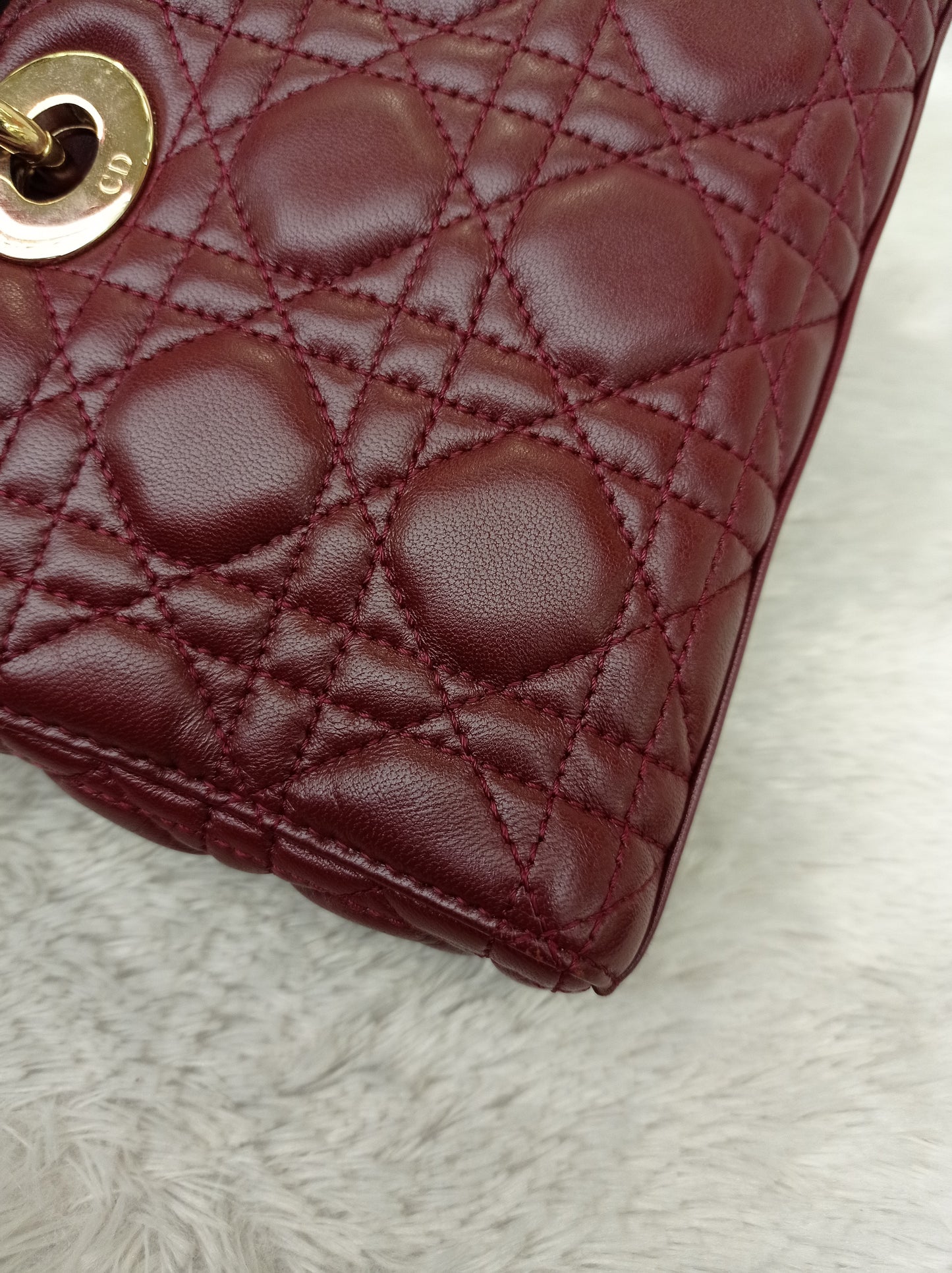 Dior Lady D'Joy Medium Lamb Burgundy GHW 2016