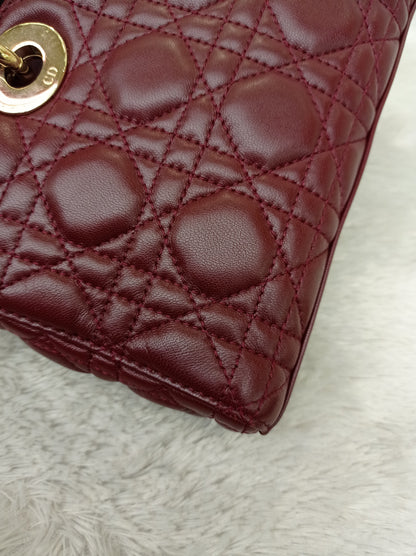 Dior Lady D'Joy Medium Lamb Burgundy GHW 2016