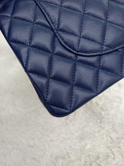 Chanel Medium Caviar Dark Blue GHW DF #24