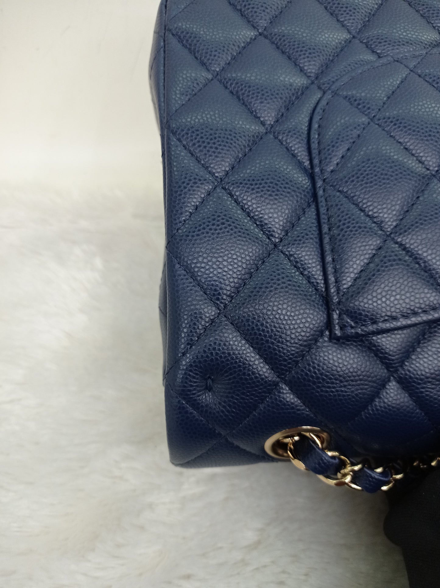 Chanel Medium Caviar Dark Blue GHW DF #24