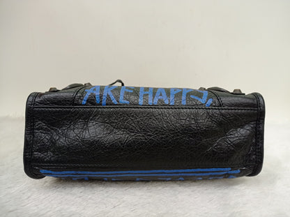Balenciaga Mini City Classic Graffiti Black Bleu Violet RGHW 2018