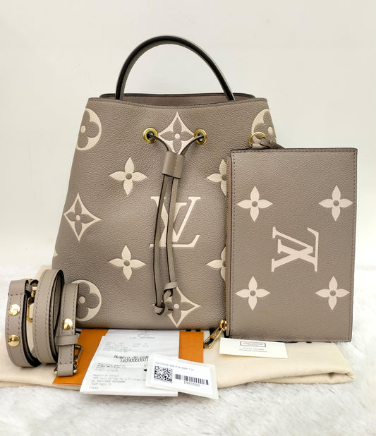 LV Neo Noe MM Monogram Tourterelle Creme 2021