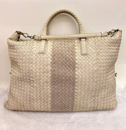 Bottega Veneta Bicolour Intrecciato Convertible Tote 3 Ways White Cream RGHW 2007