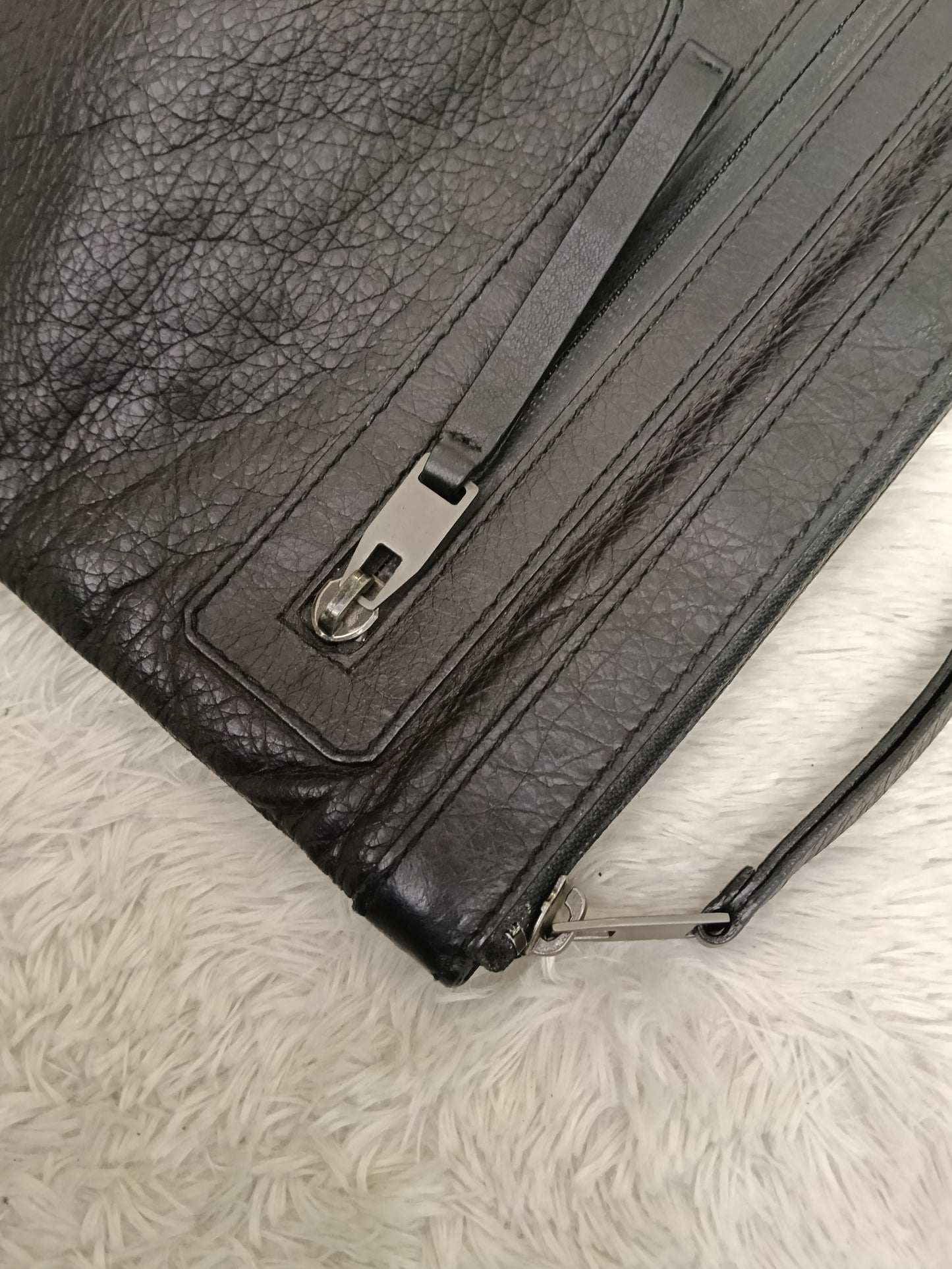 Balenciaga Clip Large Porte Documents Clutch Black SHW 2016
