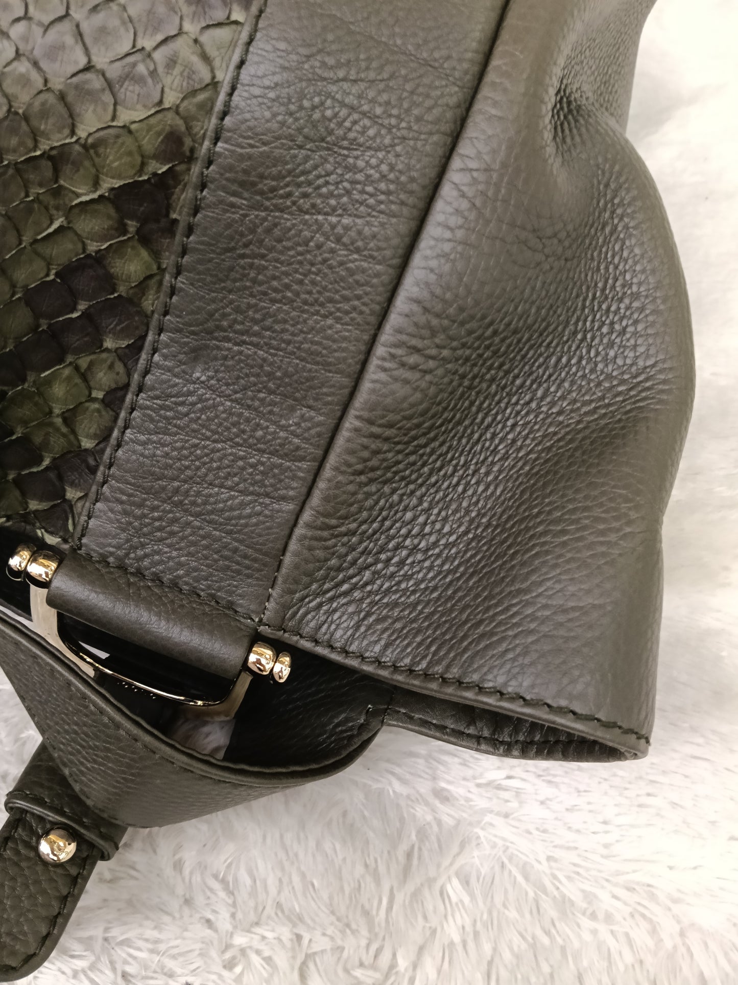 Gucci Tote Greenwich Medium Python Khaki GHW