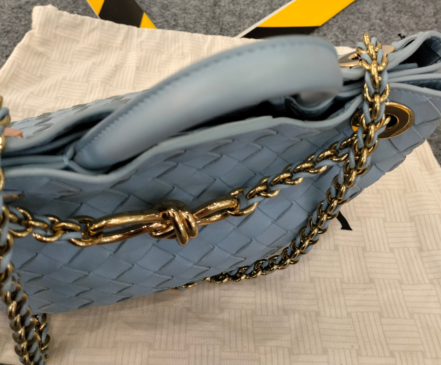 Bottega Veneta Andiamo Small Light Blue GHW