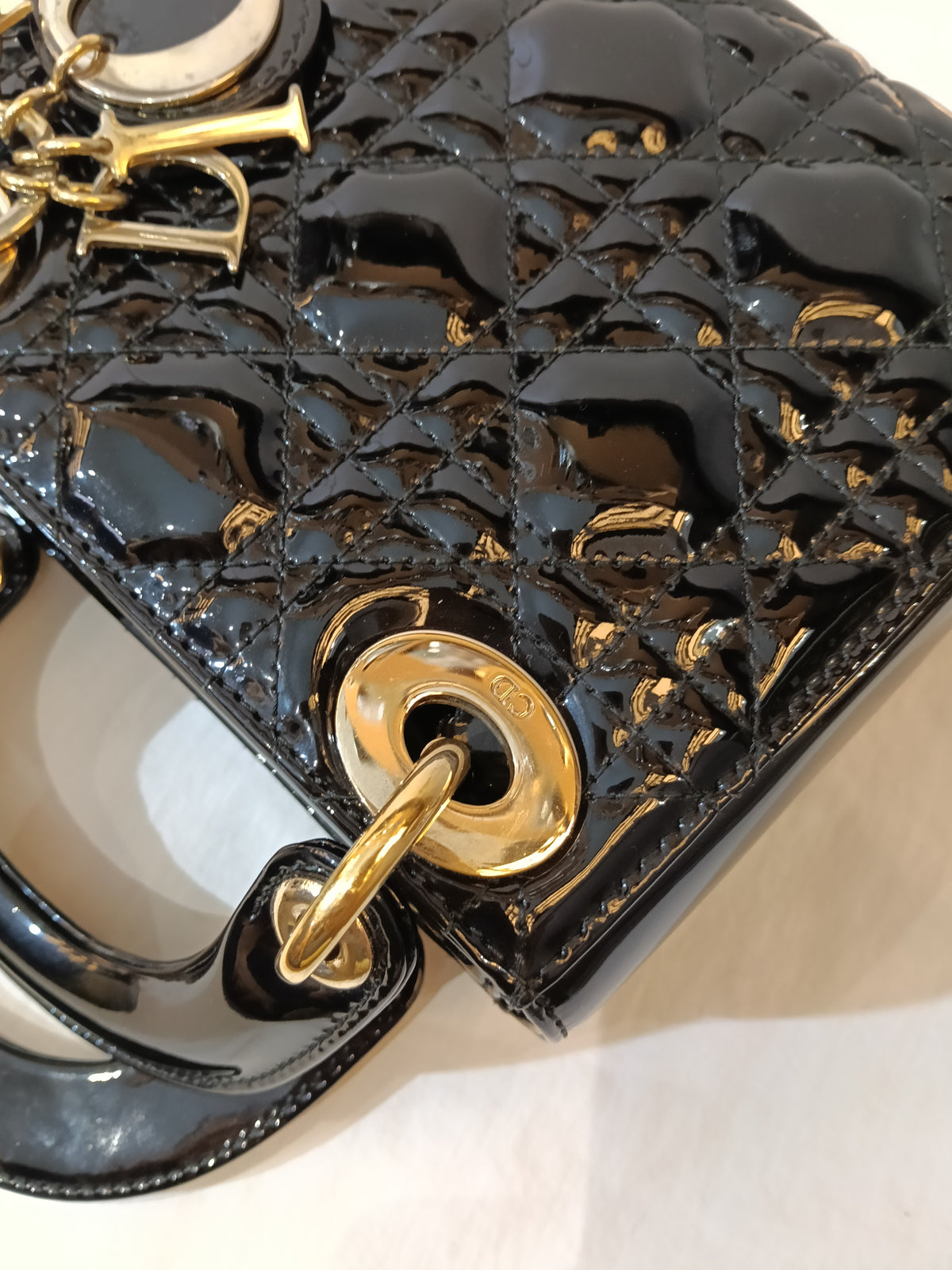 Lady Dior Mini Patent Black GHW 2016
