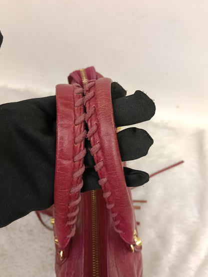 Balenciaga Small City Classic Burgundy GHW 2017