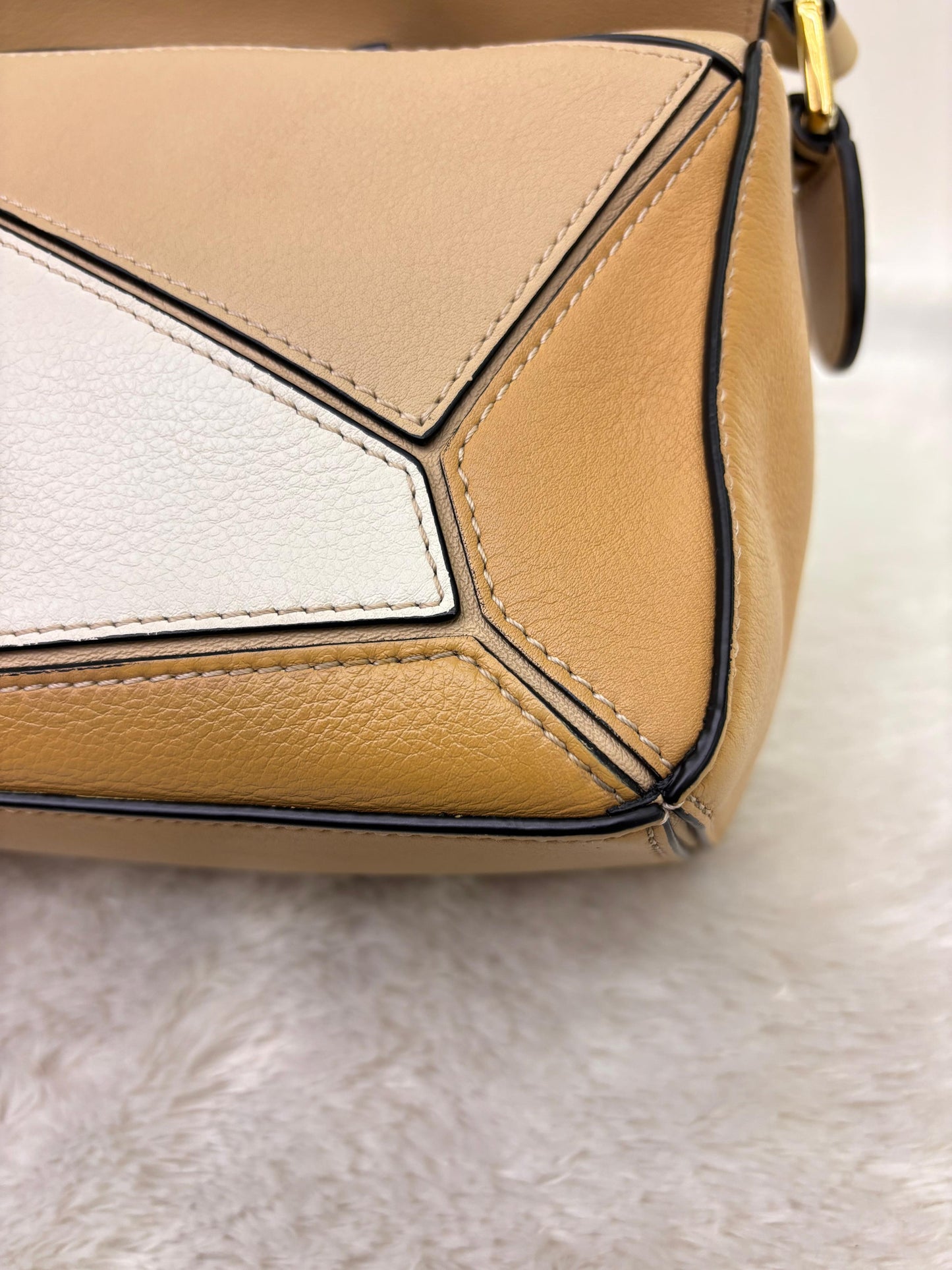 Loewe Puzzle Small Calfskin Dusty Beige Soft White GHW 2022