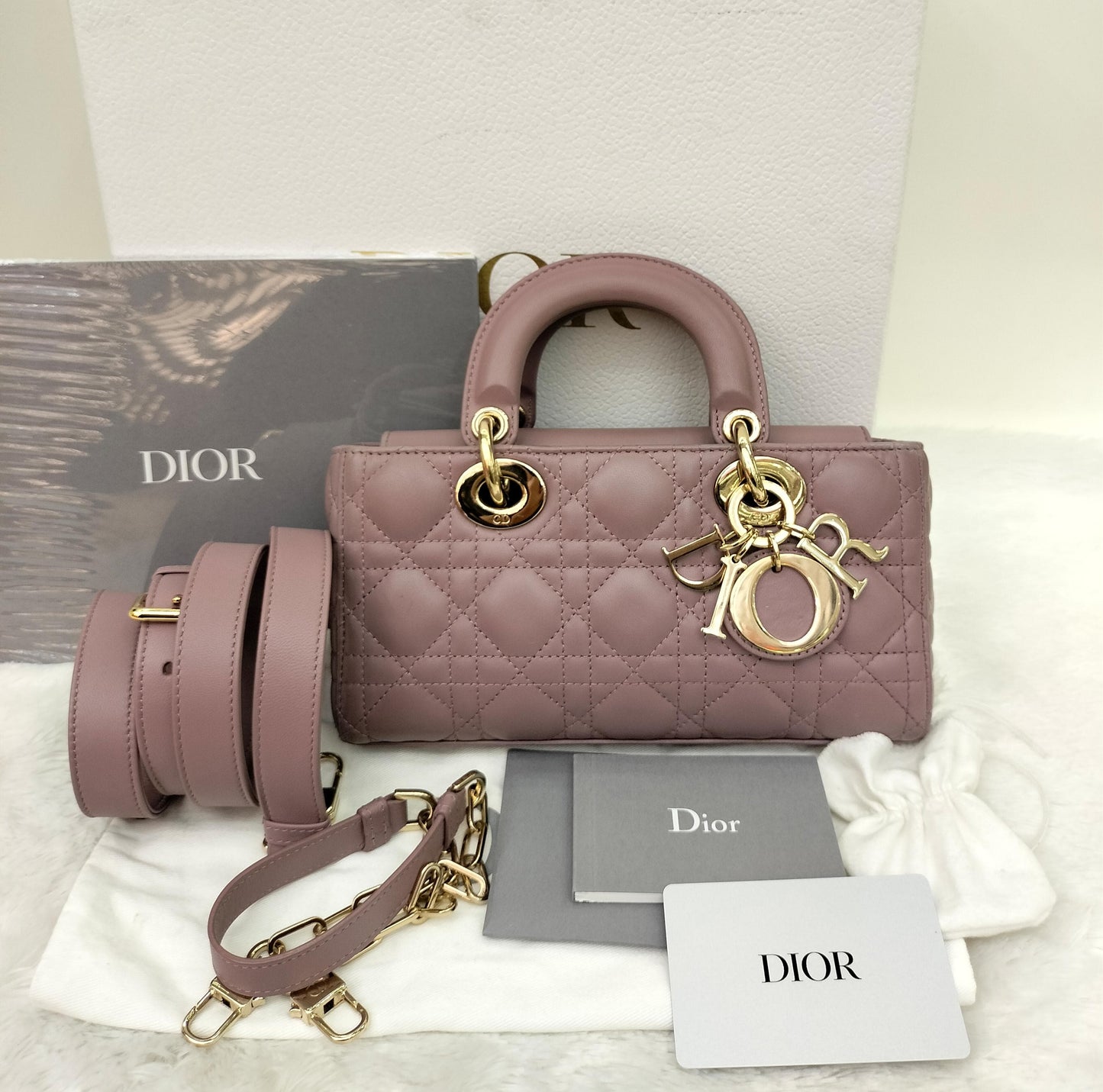 Dior D'joy Small Lamb Peony Pink GHW 2022