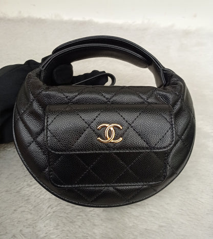 Chanel Polly Pocket Pouch Hobo Caviar Black GHW (CHIP)