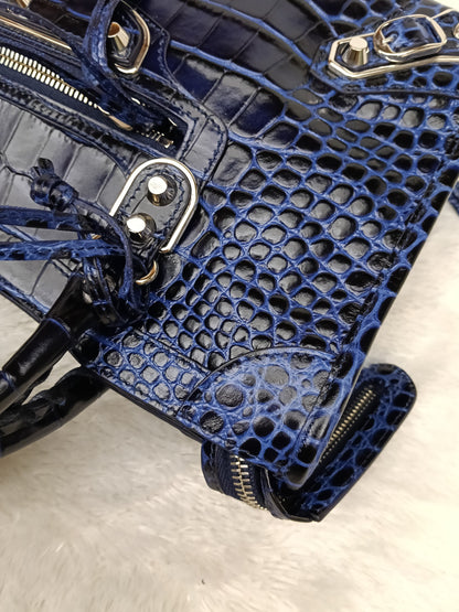 *NEW* Balenciaga Small City Edge Croco Blue SHW 2023