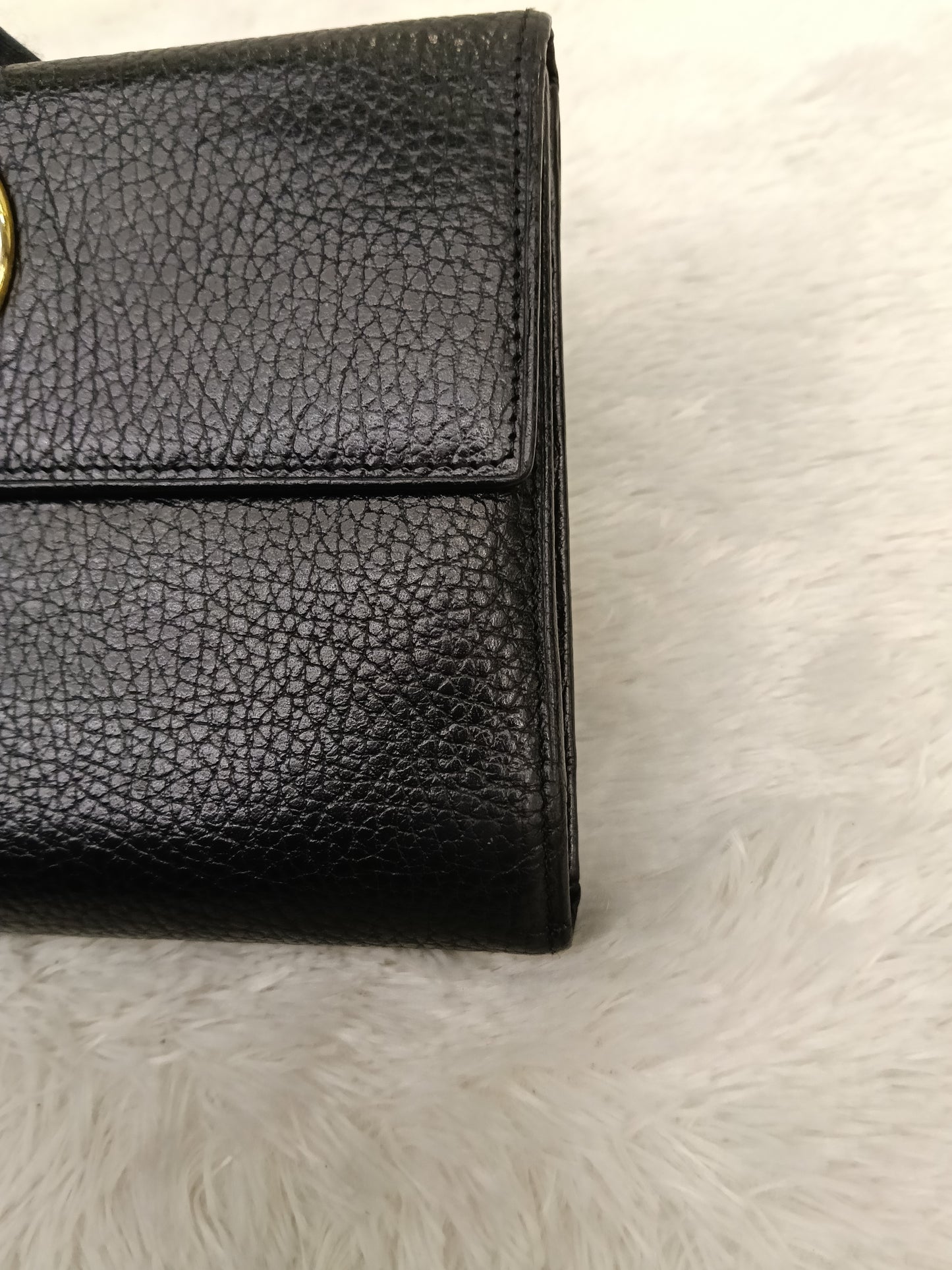 Gianni Versace Medusa Trifold Wallet Grained Black GHW