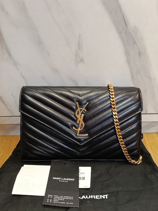 YsL WOC 22 Cassandre Chevron Lamb Black GHW 2023