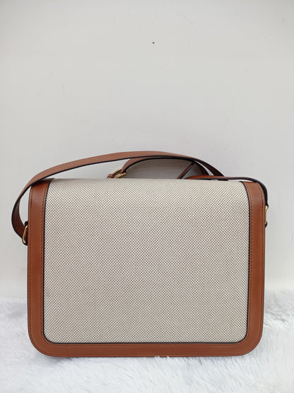 Celine Triomphe Canvas White Tan GHW 2019