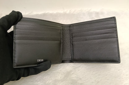 *Neverbeen Used* Dior Bifold Wallet Saddle Grained Calfskin Marquetry Black 2023