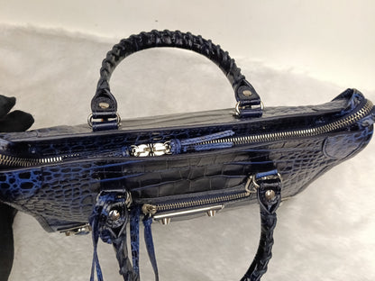 *NEW* Balenciaga Small City Edge Croco Blue SHW 2023