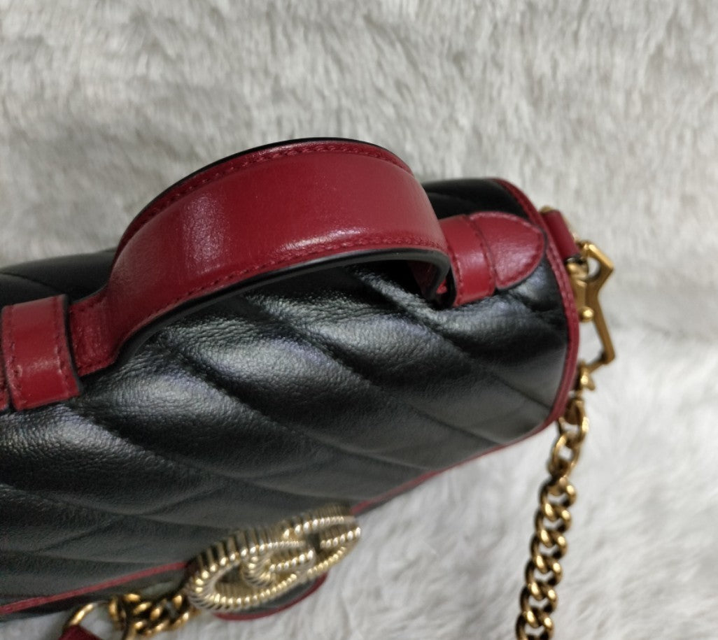 Gucci Top Handle Mini Marmont Black Red GHW 2019