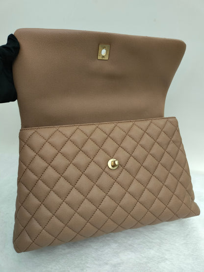 Chanel Coco Handle Large Caramel Handle Lizard GHW #24