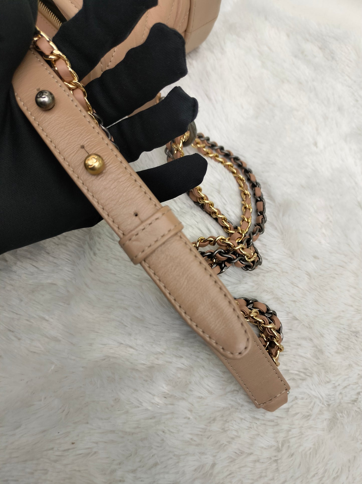 Chanel Gabrielle Small Chevron Beige GHW #29