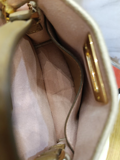 Fendi Peekaboo Nano Charm Embroidered FF Wool Beige Pink GHW