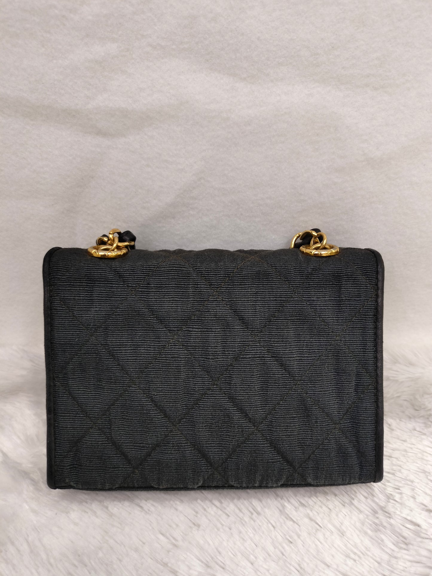 Chanel Mini Denim Flower Black Vintage GHW #1