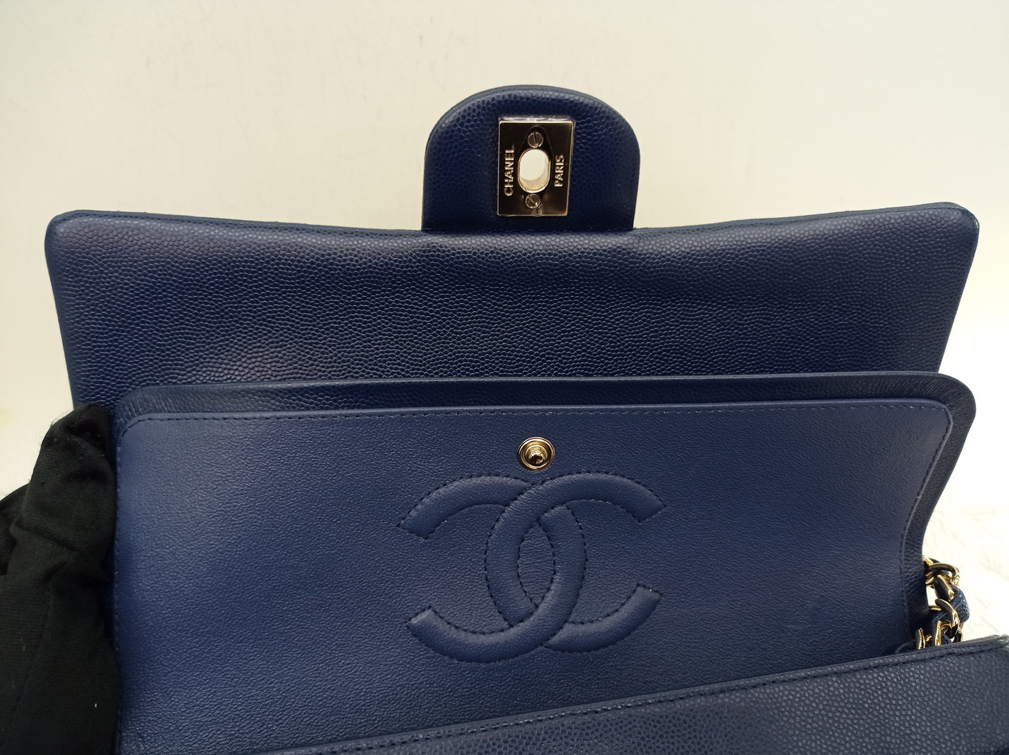 Chanel Medium Caviar Dark Blue GHW DF #24