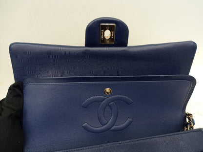 Chanel Medium Caviar Dark Blue GHW DF #24