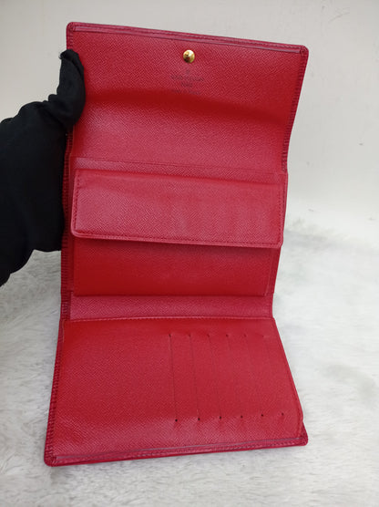 LV Portefeuille Tresor Etui Papiers Wallet Epi Red