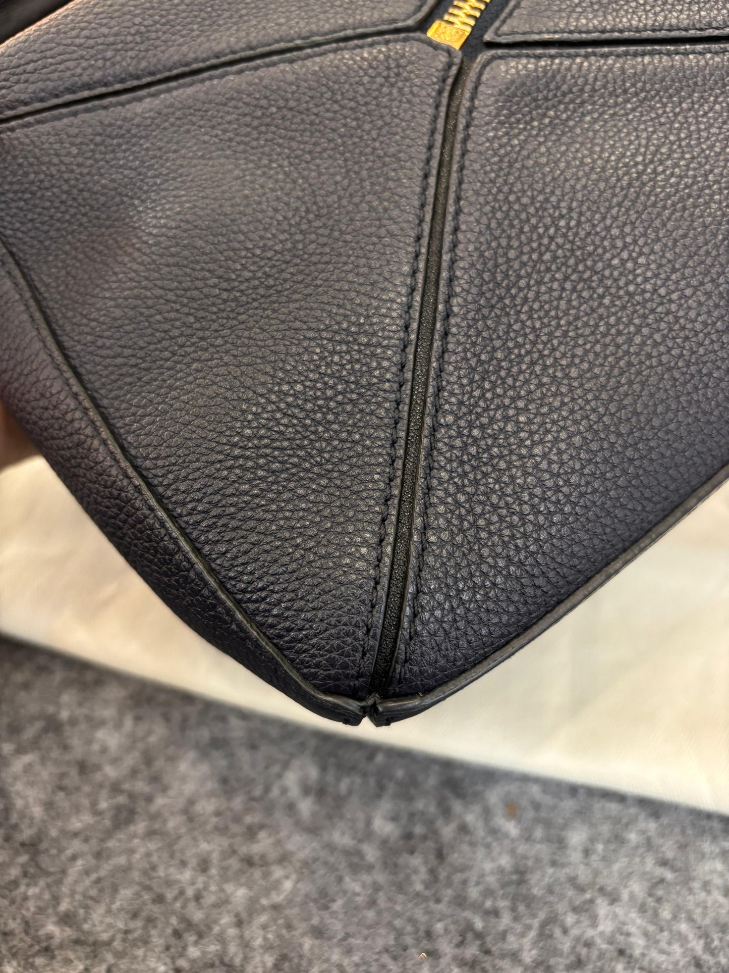 Loewe Puzzle Small Grained Navy Black GHW 2018