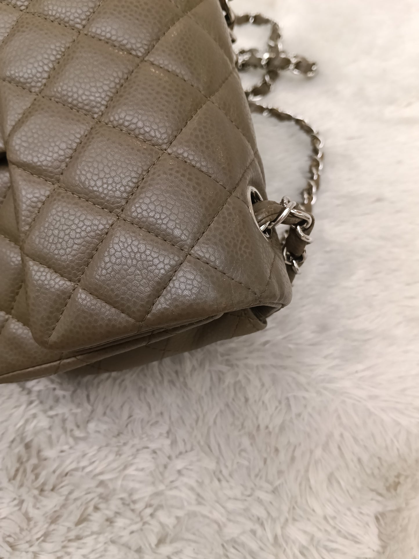 Chanel Mini Rectangular Caviar Khaki SHW SF #17