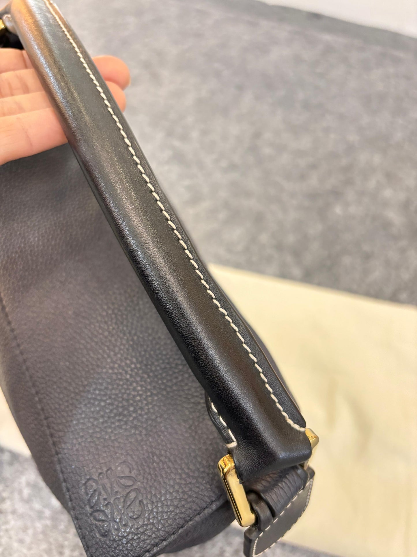 Loewe Puzzle Small Grained Navy Black GHW 2018