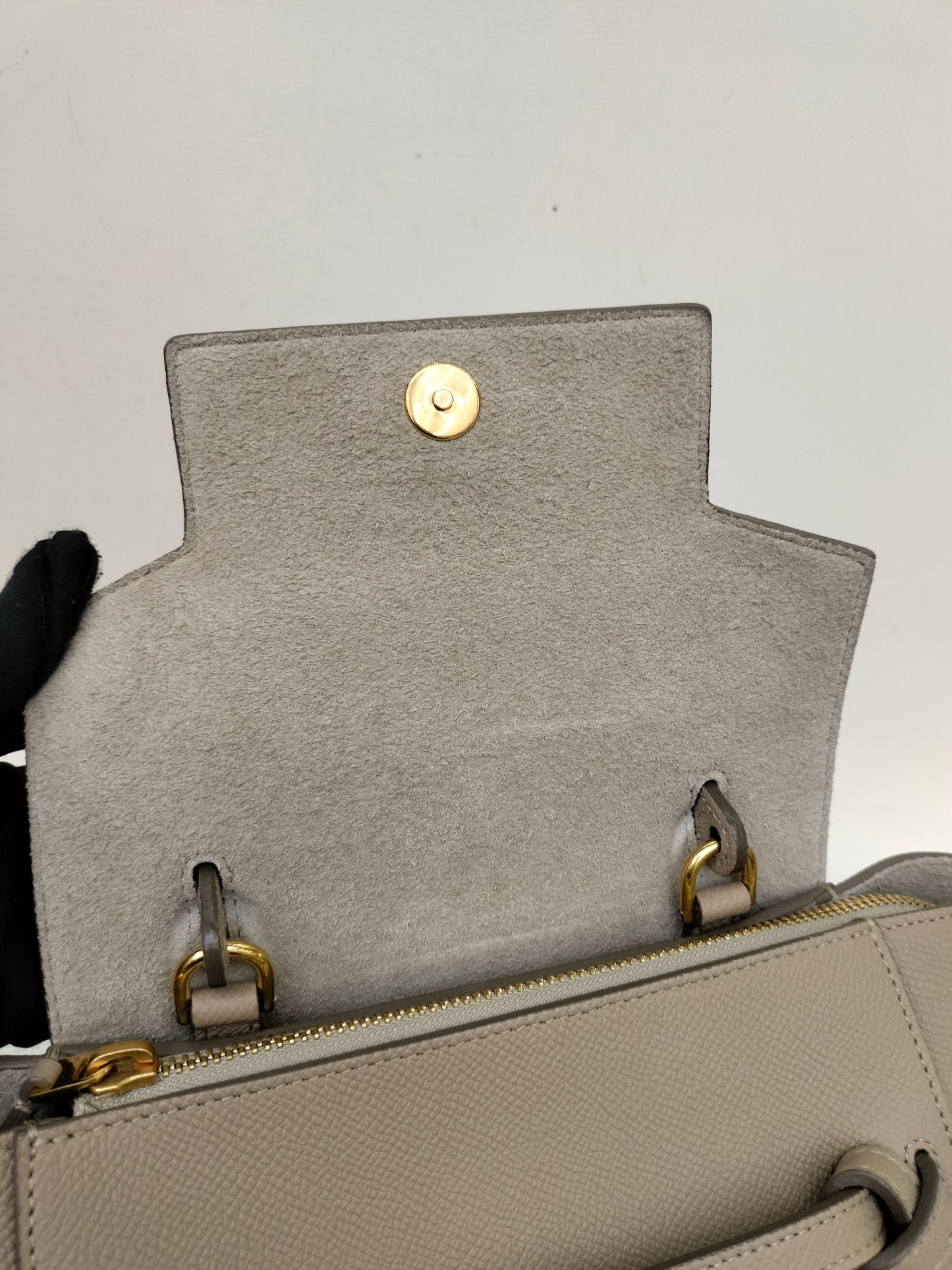 Celine Nano Belt Grained Taupe GHW 2019