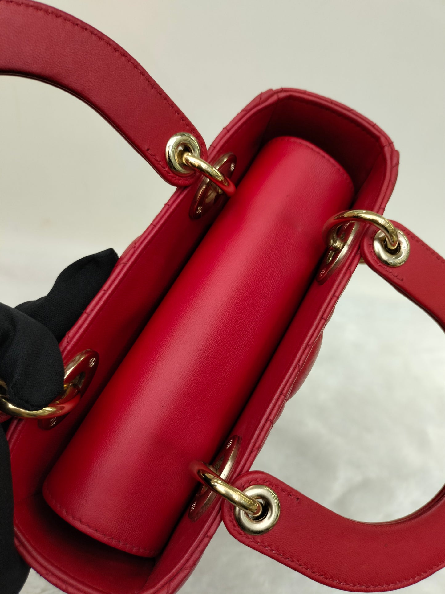 Lady Dior Small Lamb Red GHW 2016