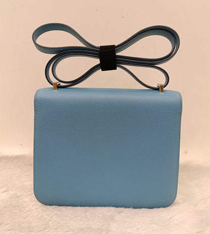 Hermes Constance 18 Epsom Bleu De Nord Rouge De Coeur Enamel PHW #Y