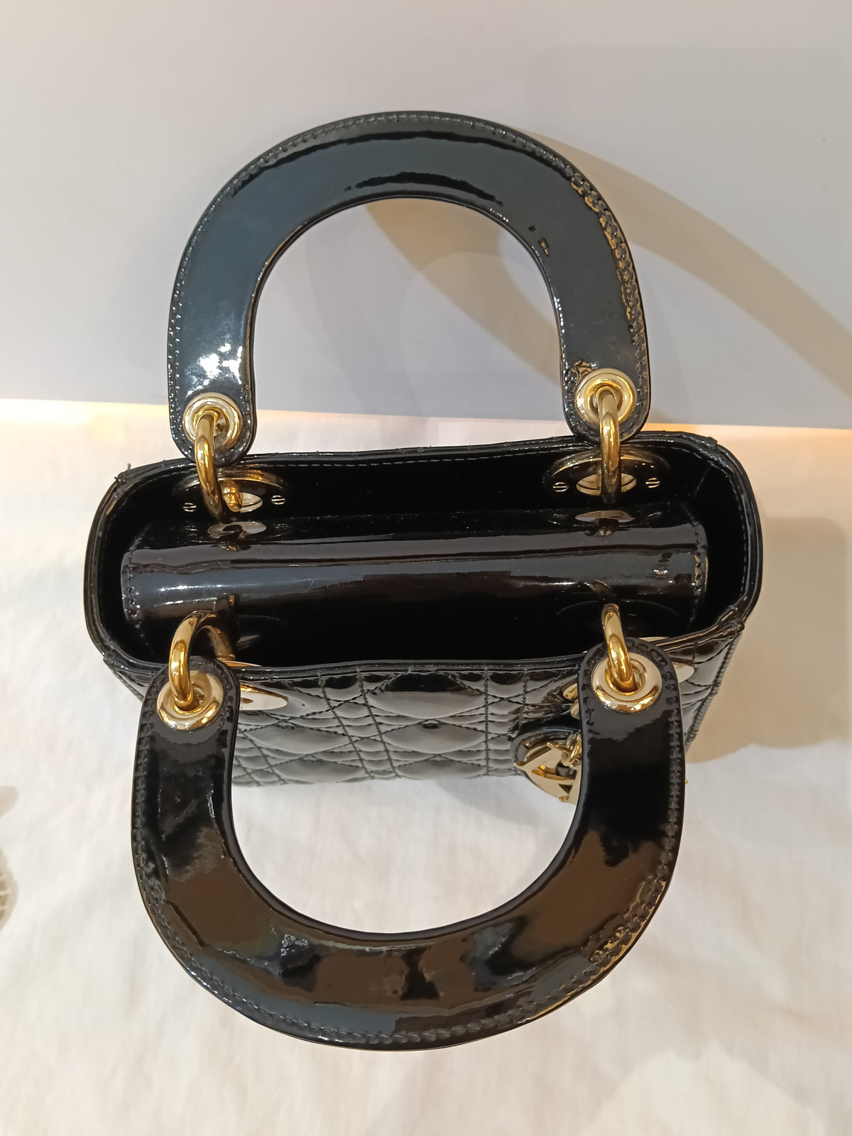 Lady Dior Mini Patent Black GHW 2016