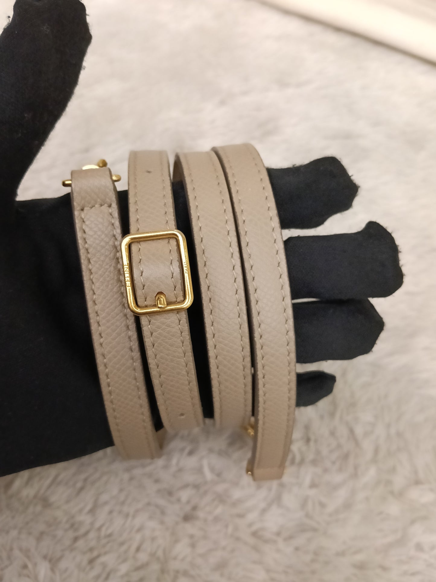 Celine Nano Belt Grained Light Taupe GHW 2018
