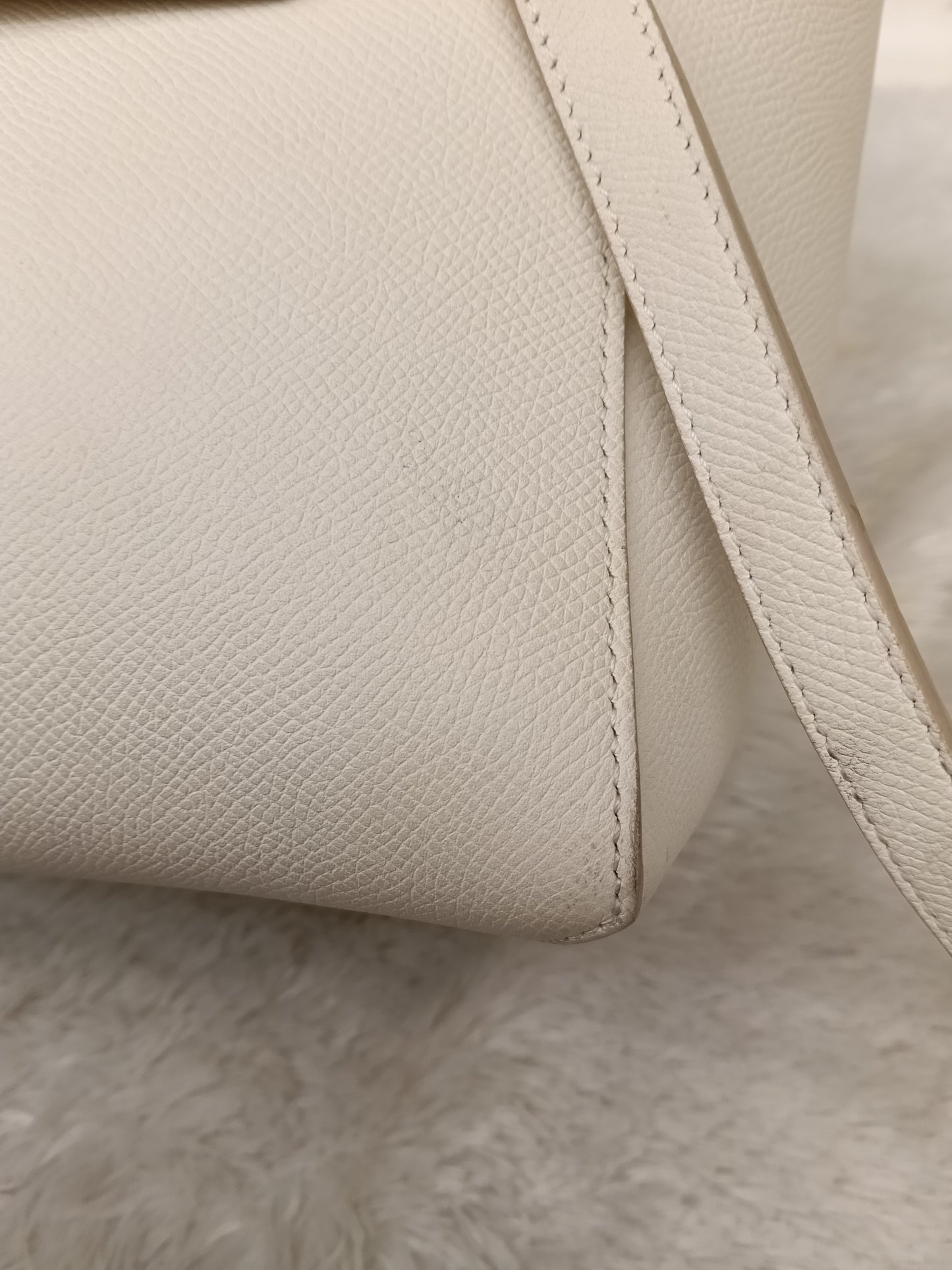 Celine Micro Belt Grained White GHW 2017