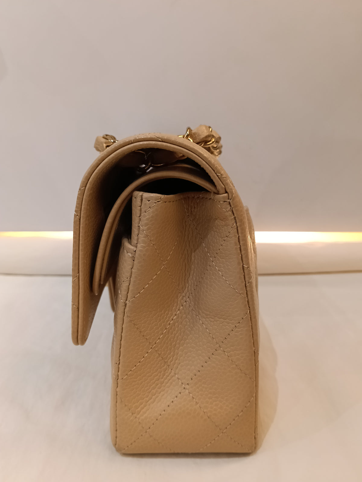 Chanel Small Caviar Beige GHW DF (CHIP)