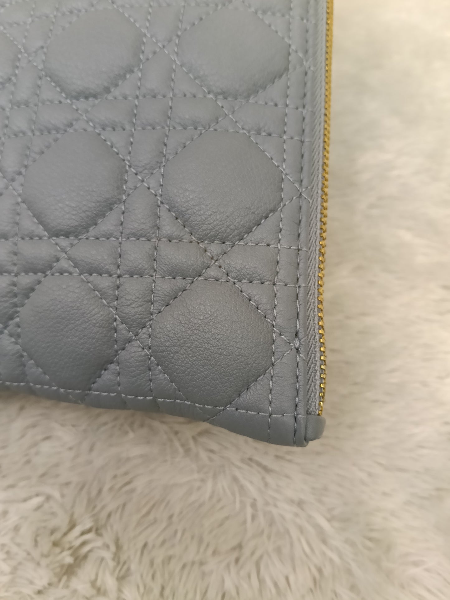 Dior Caro Daily Pouch Supple Cannage Calfskin Cloud Blue GHW 2022