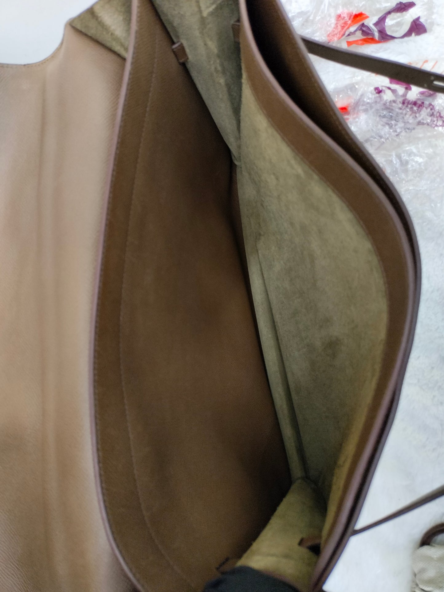 Hermes Kelly Depeches Briefcase Epsom Etoupe PHW #K square