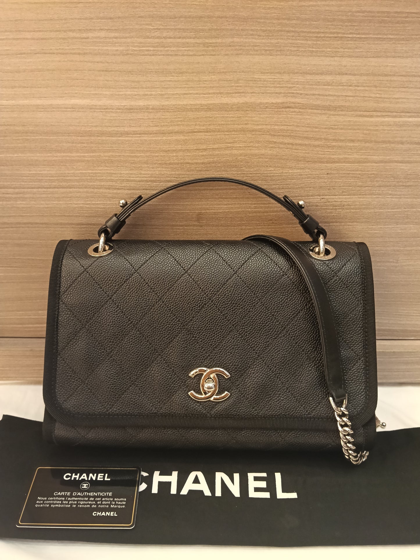 Chanel Top Handle Seasonal Flap Caviar Black SHW #25