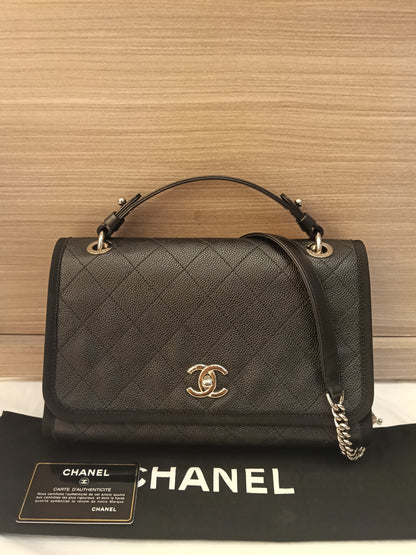 Chanel Top Handle Seasonal Flap Caviar Black SHW #25